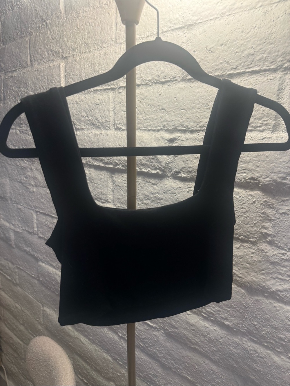 ARE YOU AM I Black Square Neck Crop Top worn once